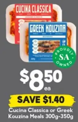 Drakes Cucina Classica or Greek Kouzina Meals offer