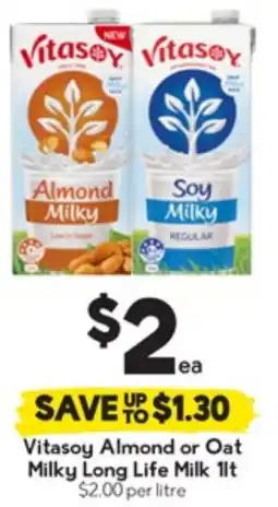 Drakes Vitasoy Almond or Oat Milky Long Life Milk 11t offer