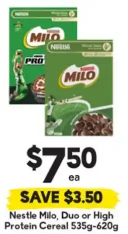 Drakes Nestle Milo, Duo or High Protein Cereal offer