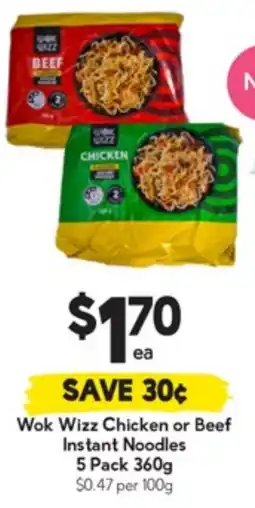 Drakes Wok Wizz Chicken or Beef Instant Noodles offer