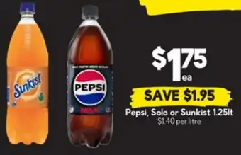 Drakes Pepsi, Solo or Sunkist 1.25lt offer