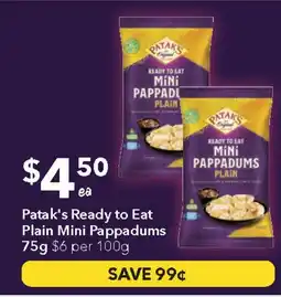 Ritchies Patak's Ready to Eat Plain Mini Pappadums offer
