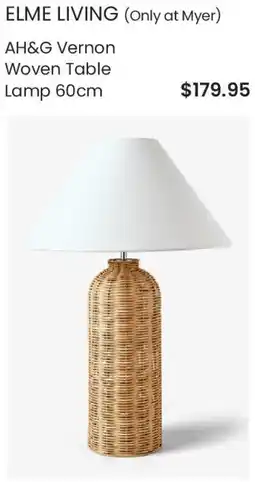 Myer Elme Living AH&G Vernon Woven Table Lamp 60cm offer