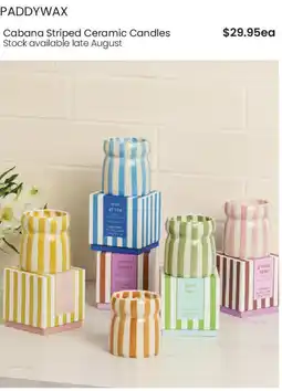 Myer Paddywax Cabana Striped Ceramic Candles offer