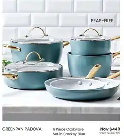 Myer Greenpan Padova 6 Piece Cookware Set in Smokey Blue offer
