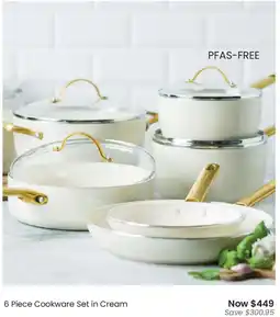 Myer Green Padova 6 Piece Cookware Set in Cream offer