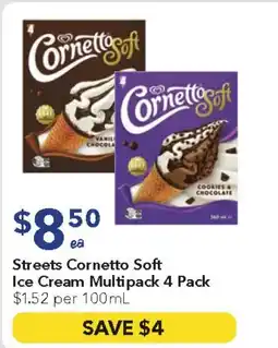 Ritchies Streets Cornetto Soft Ice Cream Multipack 4 Pack offer