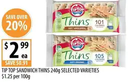 Supabarn Tip top sandwich thins offer