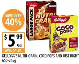 Supabarn Kellogg's nutri-grain, coco pops and just right offer