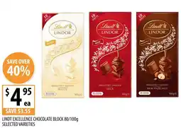 Supabarn Lindt excellence chocolate block offer