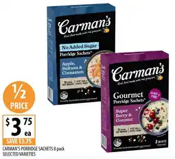 Supabarn Carman's porridge sachets offer
