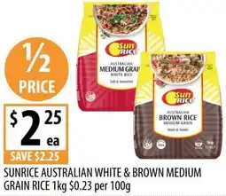Supabarn Sunrice australian white & brown medium grain rice offer