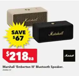 Harvey Norman Marshall Emberton III Bluetooth Speaker offer