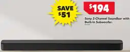 Harvey Norman Sony 2-Channel Soundbar with Built-In Subwoofer offer