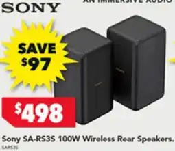 Harvey Norman Sony SA-RS3S 100W Wireless Rear Speakers offer