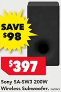 Harvey Norman Sony SA-SW3 200W Wireless Subwoofer offer