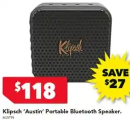 Harvey Norman Klipsch 'Austin' Portable Bluetooth Speaker offer