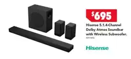 Harvey Norman Hisense 5.1.4-Channel Dolby Atmos Soundbar with Wireless Subwoofer offer