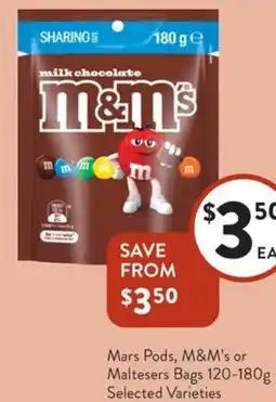Foodworks Mars Pods, M&M's or Maltesers Bags offer
