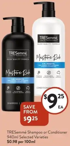 Foodworks TRESemmé Shampoo or Conditioner offer