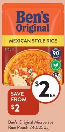 Foodworks Ben's Original Microwave Rice Pouch offer