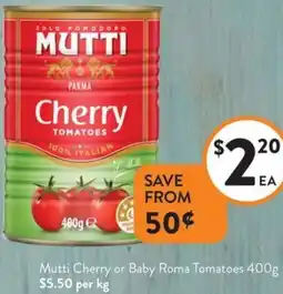 Foodworks Mutti Cherry or Baby Roma Tomatoes offer