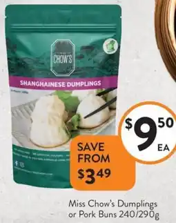 Foodworks Miss Chow's Dumplings or Pork Buns offer