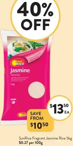 Foodworks SunRice Fragrant Jasmine Rice offer
