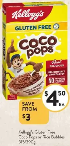 Foodworks Kellogg's Gluten Free Coco Pops or Rice Bubbles offer