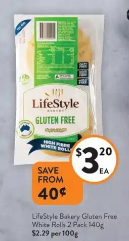 Foodworks LifeStyle Bakery Gluten Free White Rolls 2 Pack offer