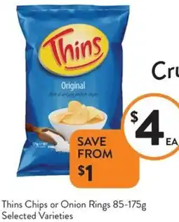 Foodworks Thins Chips or Onion Rings offer
