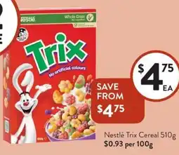 Foodworks Nestlé Trix Cereal offer