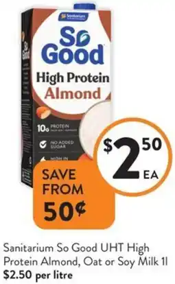 Foodworks Sanitarium So Good UHT High Protein Almond, Oat or Soy Milk offer