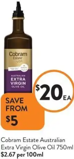 Foodworks Cobram Estate Australian Extra Virgin Olive Oil offer