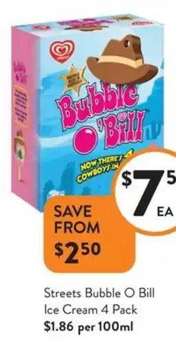 Foodworks Streets Bubble O Bill Ice Cream offer