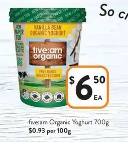 Foodworks five:am Organic Yoghurt offer