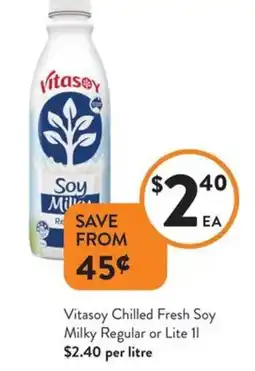 Foodworks Vitasoy Chilled Fresh Soy Milky Regular or Lite offer