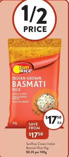 Foodworks SunRice Classic Indian Basmati Rice offer