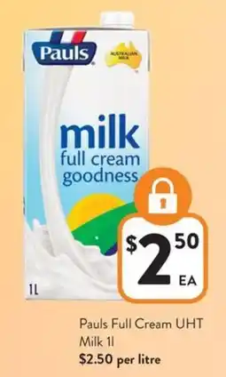 Foodworks Pauls Full Cream UHT Milk offer