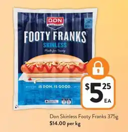 Foodworks Don Skinless Footy Franks offer