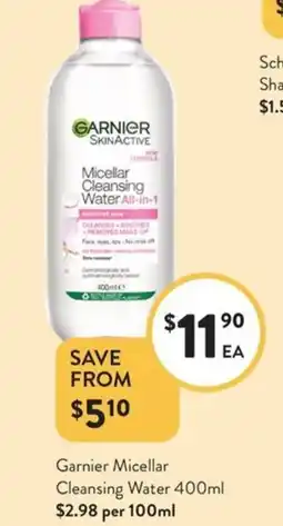 Foodworks Garnier Micellar Cleansing Water offer