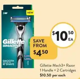 Foodworks Gillette Mach3+ Razor 1 Handle + 2 Cartridges offer