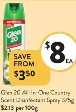 Foodworks Glen 20 All-In-One Country Scent Disinfectant Spray offer
