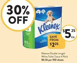 Foodworks Kleenex Double Length White Toilet Tissue offer