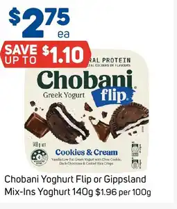 Foodland Chobani Yoghurt Flip or Gippsland Mix-Ins Yoghurt offer