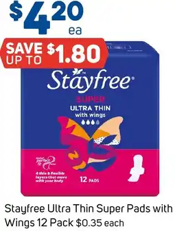 Foodland Stayfree Ultra Thin Super Pads with Wings offer