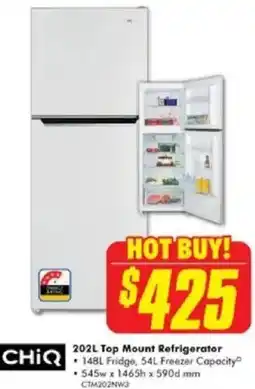 The Good Guys 202L Top Mount Refrigerator offer