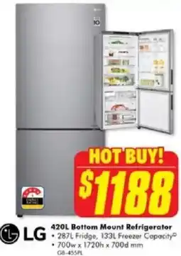 The Good Guys 420L Bottom Mount Refrigerator offer