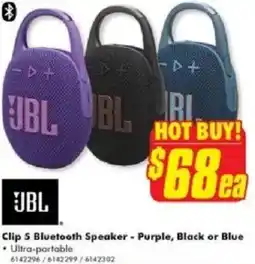 The Good Guys Clip 5 Bluetooth Speaker - Purple, Black or Blue offer