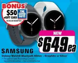 The Good Guys Samsung Galaxy Watch8 Bluetooth 40mm - Graphite or Silver offer